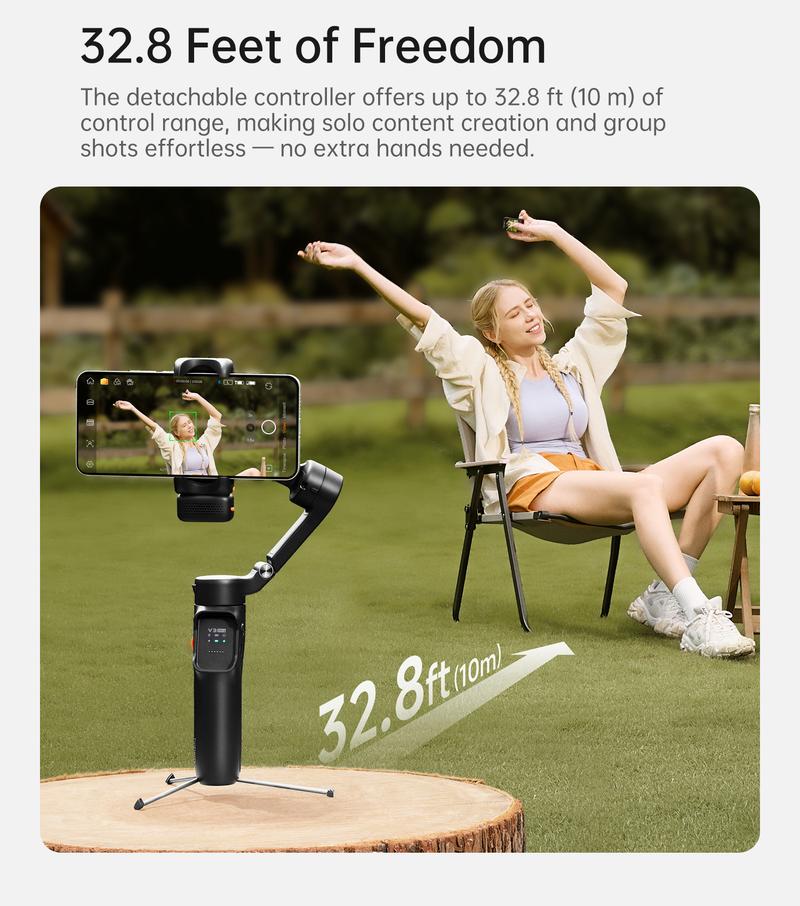 hohem iSteady V3 Ultra NEW Gimbal,Detachable Touchscreen Remote,Advanced AI Tracking with any App,360° Infinite Pan Tracking,Select People&Obeject on Touchscreen to Track,3-Color Fill Light,3-Axis Stabilization