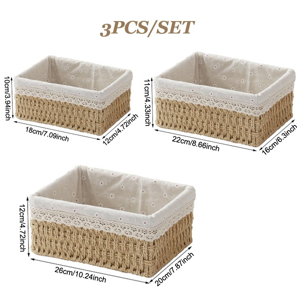 Handwoven Storage Basket with Lid, Desktop Snack Organizer, Living Room Toy Rack, Key and Makeup Holder, Home Organization