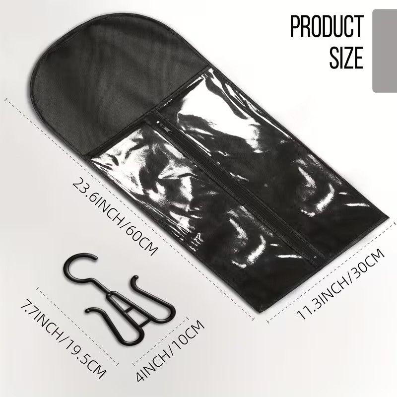 The wig storage bag is suitable for multiple wig stands and includes hangers for organizing wigs and hair extensions. It comes with 6 storage bags and 6 wig hooks.