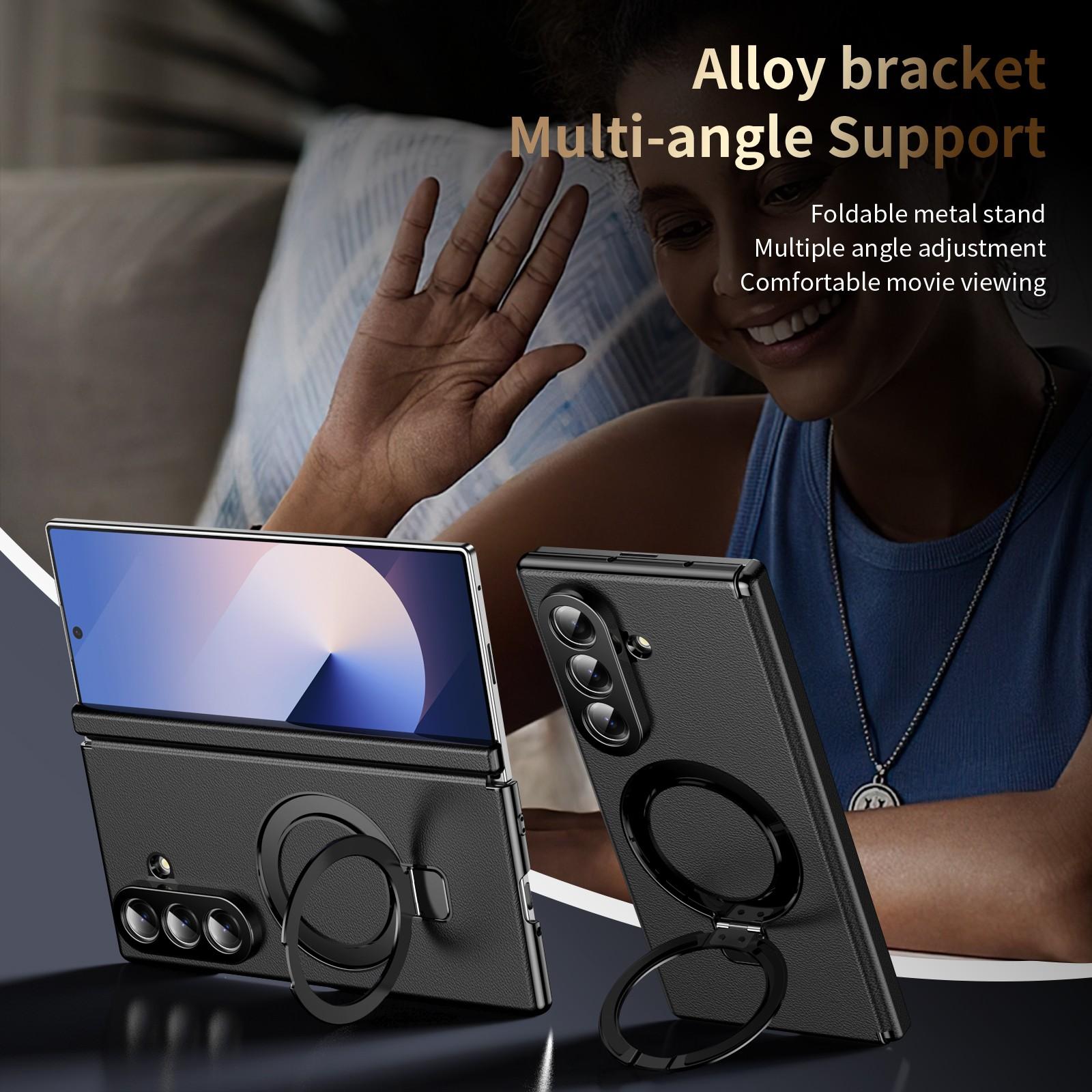 Light luxury electroplated phone case suitable for Samsung Galaxy Z Fold 7/6/5/4/3 with tempered glass film zfold 7 with bracket zfold 6 supporting wireless charging zfold 5 shell film integrated zfold 4 with hinge protection cover zfold 3 anti slip