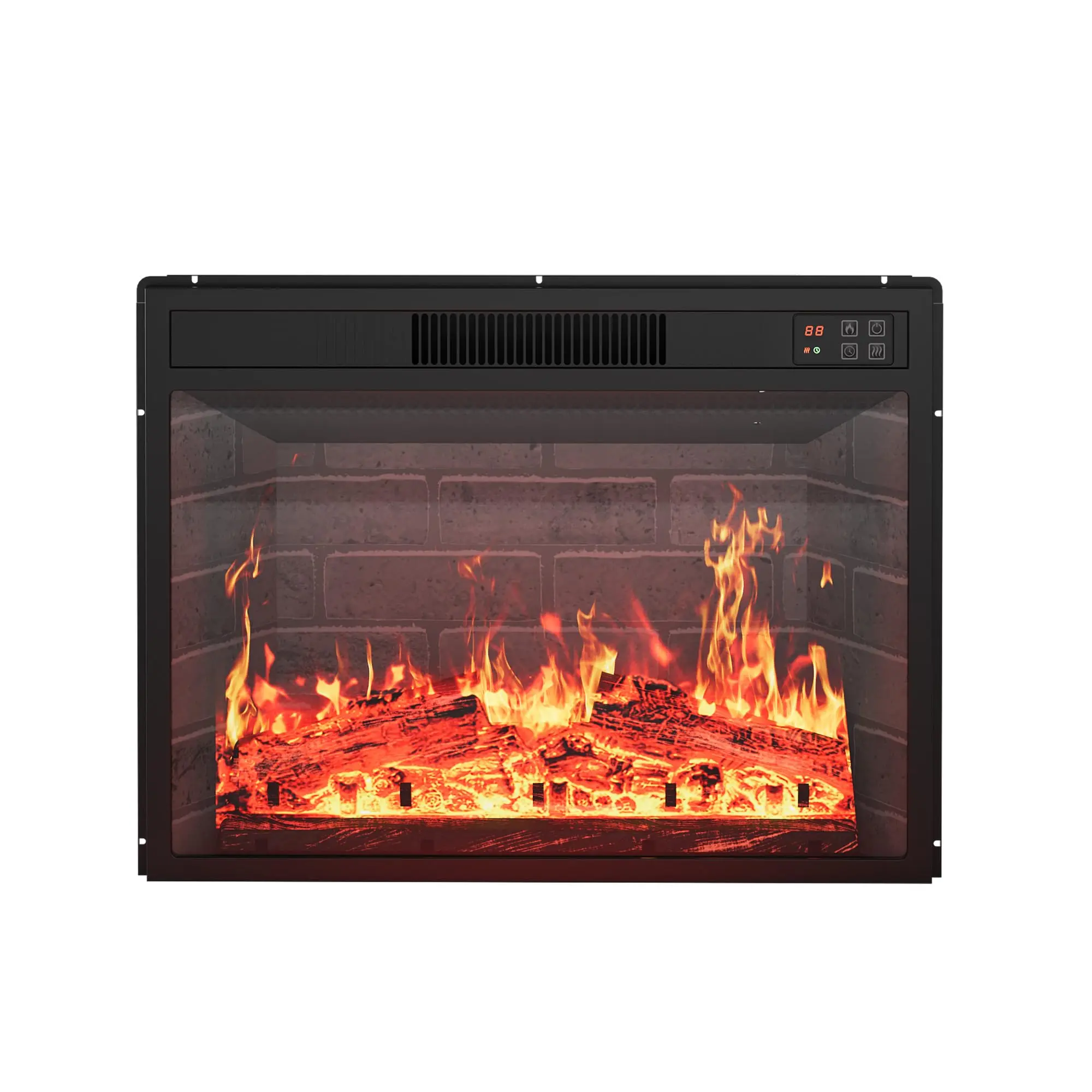 23" Electric Fireplace, 1500W Insert, Recessed Heater, 3 Adjustable Flame&Ember Bed Brightness, 0.5-9H Timer, Thermostat&Overheat Protection