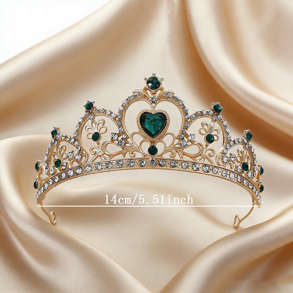 Vintage Gold Baroque Tiara with Heart-Shaped Clear Rhinestones Elegant Princess Crown Bridal Weddings Proms Pageants Cosplay Vintage Gold Baroque Tiara with Heart-Shaped Clear Rhinestones Elegant Princess Crown Bridal Weddings Proms Pageants Cosplay