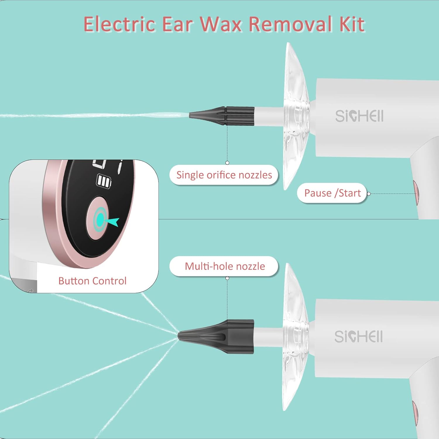 Ear Wax Removal,Ear Cleaner Wax Removal Tool with 5 Pressure Modes,Electric Ear Irrigation Flushing System Reusable Ear Washer for Adults Ear Wax Removal Gentle ear wax removal tool