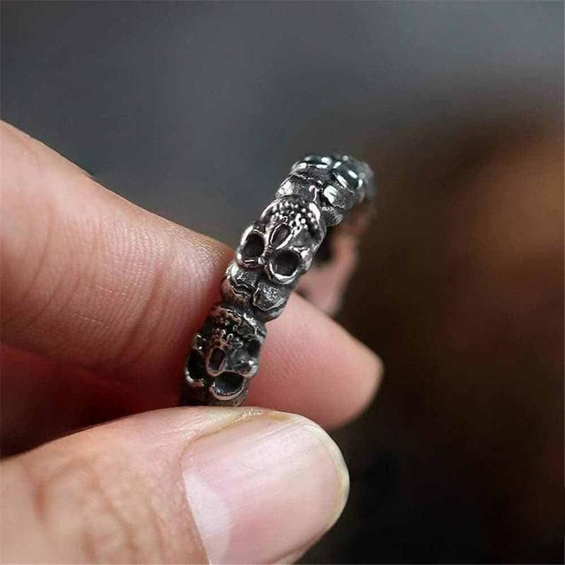 GTHIC Surrounded Stainless Steel Skull Ring for Men Women Birthday Mother's Day Gift Size 7-13