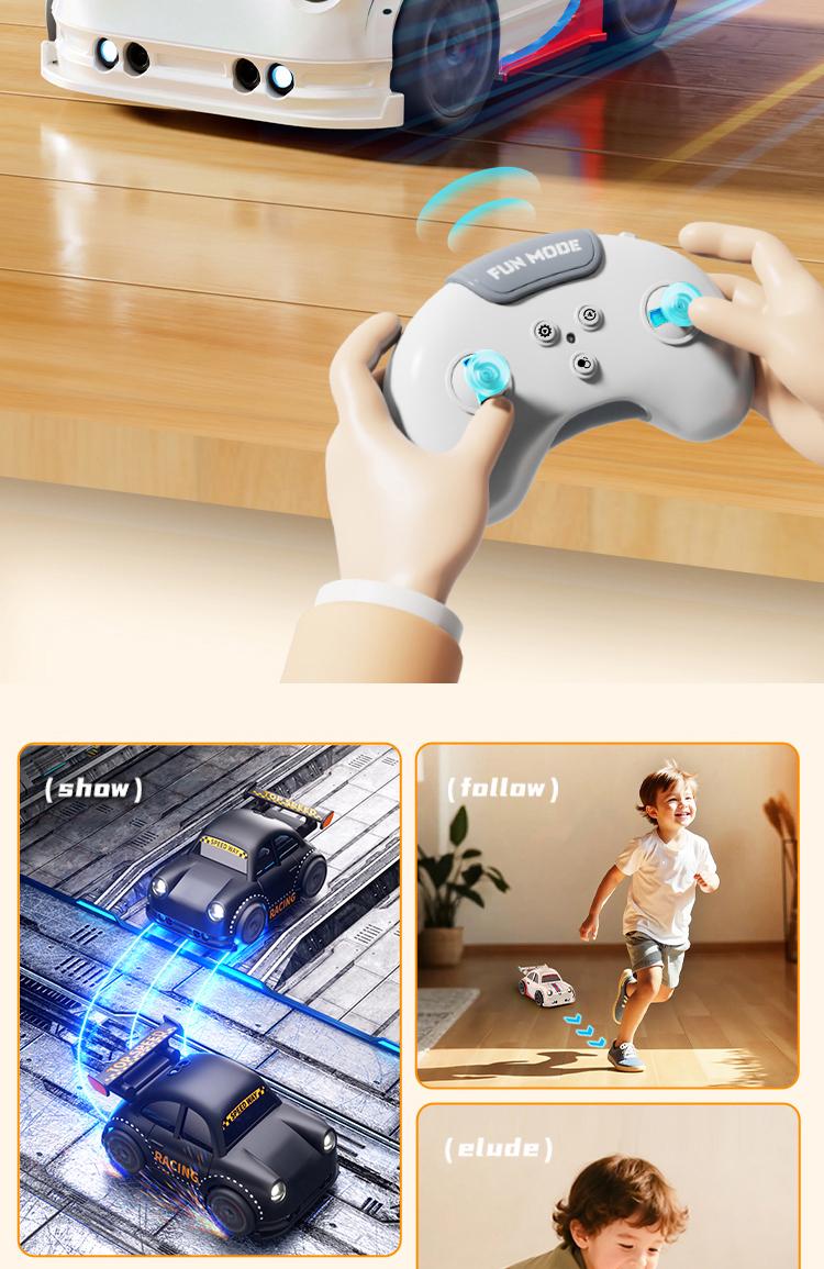 BRRRRT Smart Drift Car Upgrade Edition, customizable, remote-controlled drift car, equipped with magnetic accessories for quick swapping, includes interchangeable tires, features light and sound effects, perfect Christmas gift for adults and children.