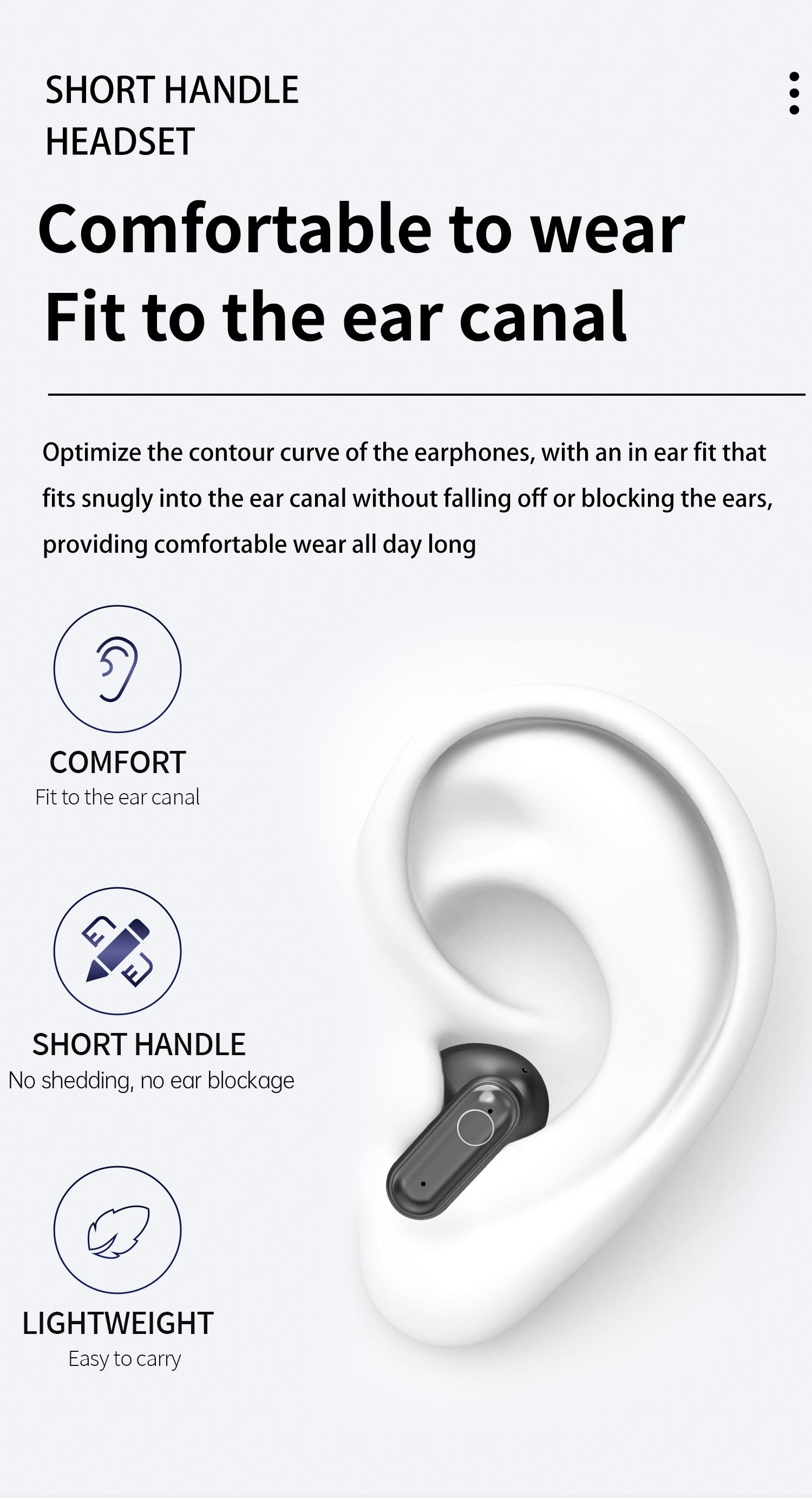 H.L.WALK-D Wireless Wireless Headphones，Tiny Size Earbuds，Waterproof Headsets，With Mic，Sleep and Sports Earphones Set, Short Handle Design，for Work Sport Sleeping