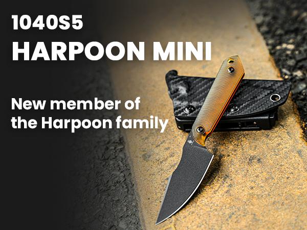 Kizer EDC Harpoon Mini 3V PEI 1040S5 - Redesigned PEI Handle with Ripple Texture Grip & Kydex Sheath for Everyday Carry