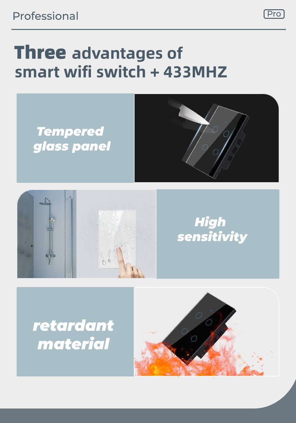 Tuya Wall Switch, Wi-Fi RF Touch Wireless Light Switch, Tempered Glass Panel, Smart Control, Energy Saving, Compatible with Alexa & Google Assistant Tuya Wall Switch, Wi-Fi RF Touch Wireless Light Switch, Tempered Glass Panel, Smart Control, Energy Saving, Compatible with Alexa & Google Assistant