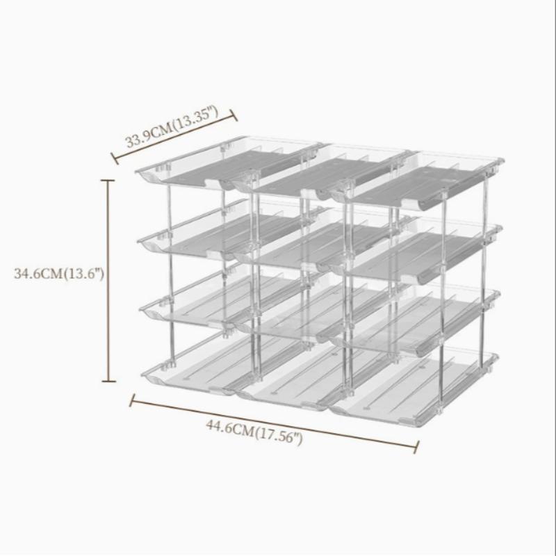 Large Capacity Can Organizing Rack for Food Storage, Transparent Plastic 2-Layer Rolling Soda Can Holder, Space Saving Food Organizer