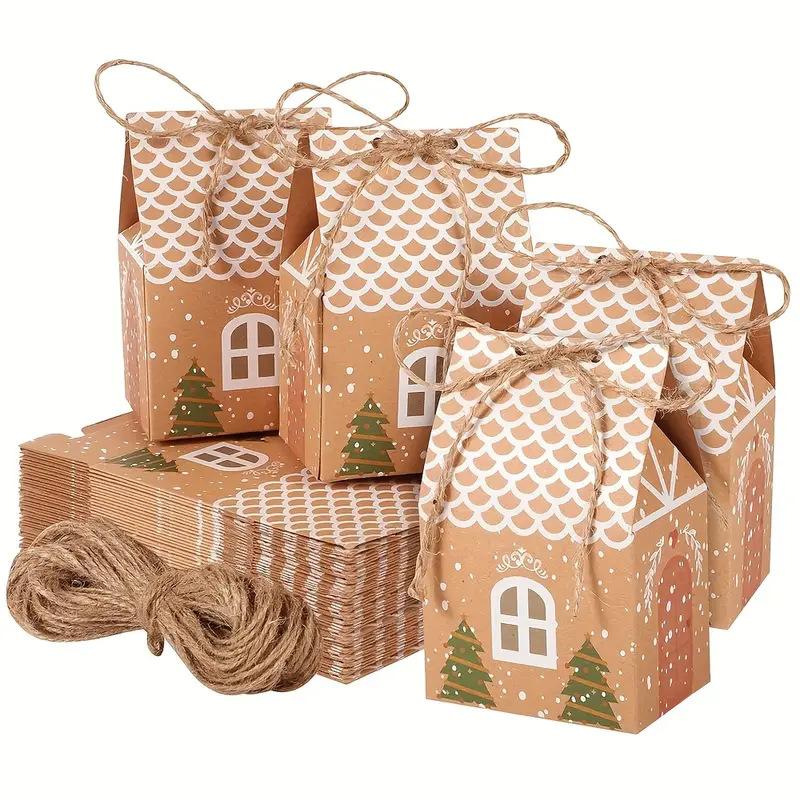 10pcs Gift Boxes, Christmas Creative Kraft Paper Gift Packaging Boxes, Small House Candy Boxes Cookie Boxes Jewelry Boxes