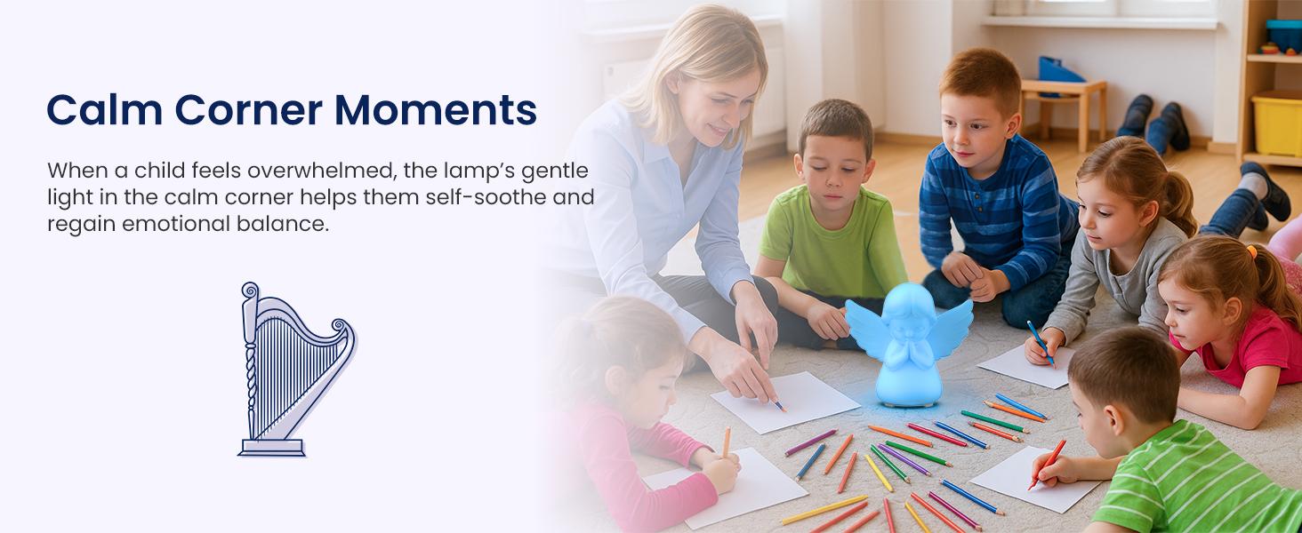 Hiseeme  Angel Baby Night Light — White Noise (Baby-Breath + Piano), Soothing Sleep Aid for Infants & Kids，7 RGB Colors, Guided Breathing (Voice+Light) | Tap Ctrl, USB-C, BPA-Free Silicone, 12-Month Replace