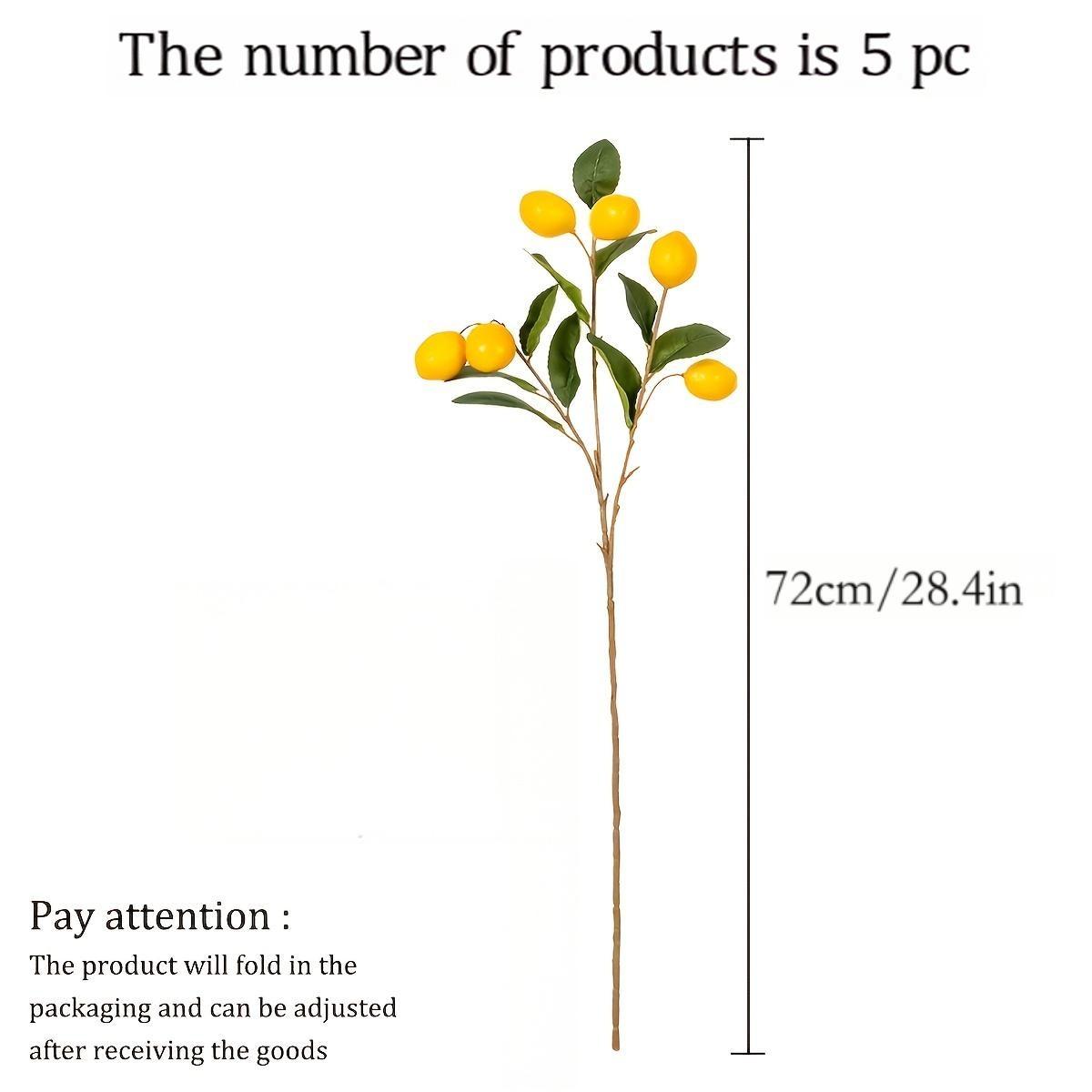 Realistic Lemon Branch Set, Single Stem with 6 Lemons, Fresh Spring Decor, Home Décor, Wedding, Party, Kitchen Table, Vase Arrangement, Fake Plant Ornament