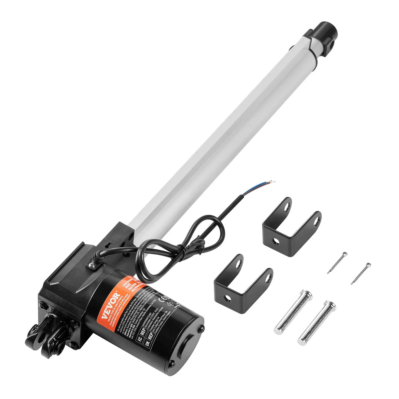 VEVOR Linear Actuator 12V, 14 Inch Heavy Duty 1320lbs/6000N Linear Actuator, 0.19"/s Linear Motion Actuator with Mounting Bracket IP44 Protection for Electric Door Industrial Machinery Vessels Cargo