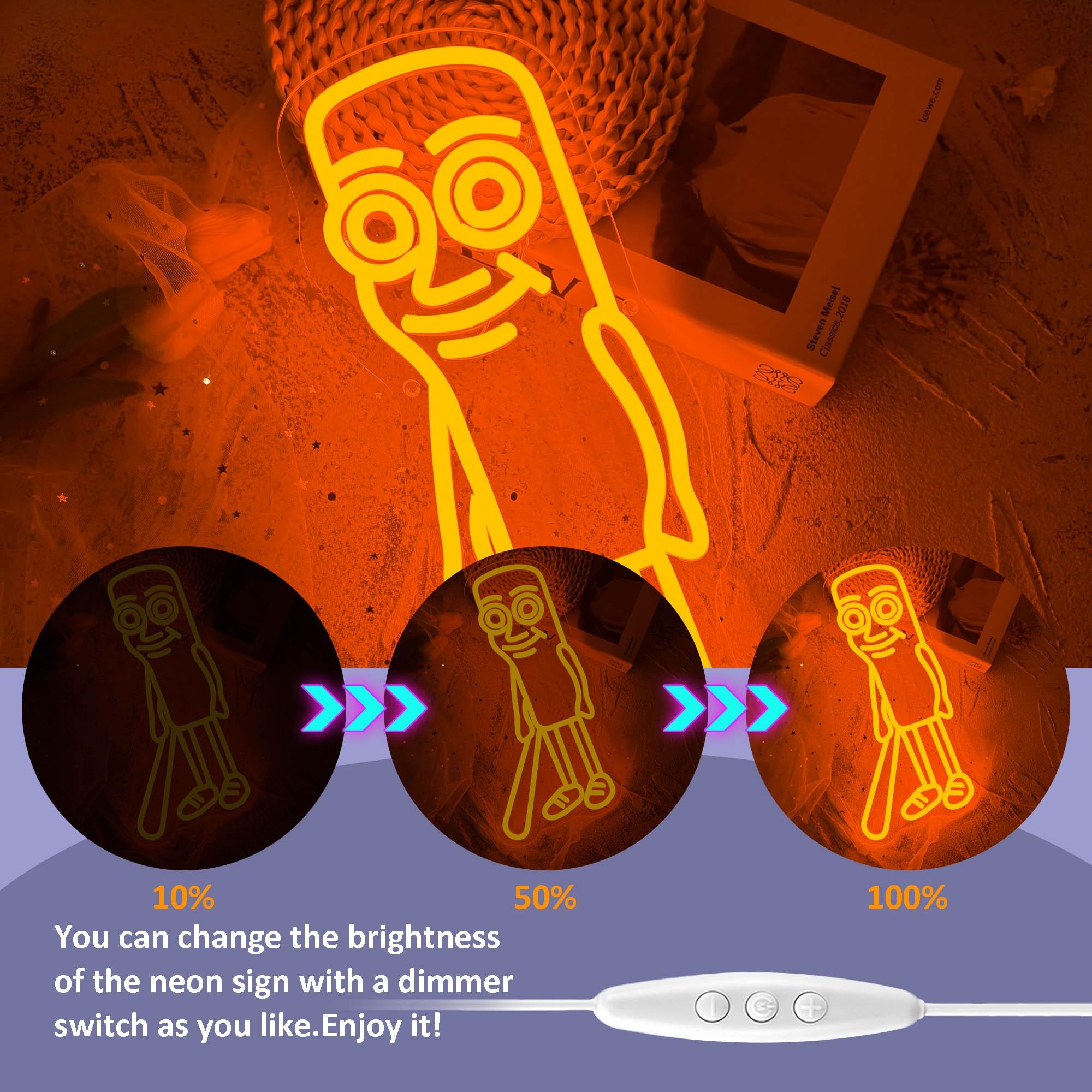 Italian Brainrot Neon Sign, Tung Tung Tung sahur Neon Light Dimmable Funny Figures Neon Light Stick Person Tire Person Wall Sign for Bedroom Club Cafe Bar Collectors Aesthetic Décor Funny Fans Gifts(12.9*12.2in)