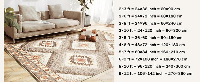 BESTSWEETIE Washable Rugs for Living Room, Area Rugs, Carpet, Soft Faux Wool Vintage Moroccan Runner Rug for Bedroom Non Slip Tpr Backing Low Pile, Distressed Aztec Rug