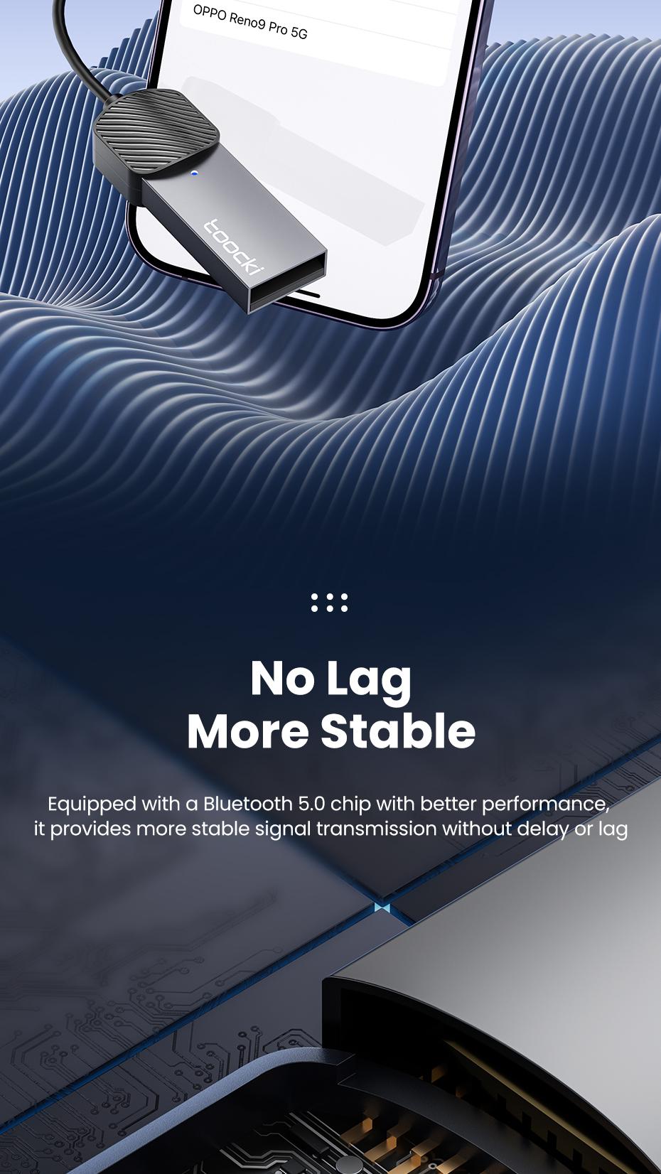 Toocki Wireless Audio Receiver Adapter, Bluetooth-compatible 5.4 Aux USB to 3.5mm, Hands-Free Mic, Car Audio Jack, Mono Output, 3.5w Power Consumption