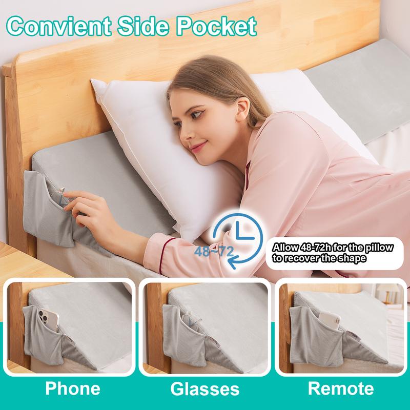 TokSay Wedge Pillow For Headboard Bed Gap Filler Between Mattress And Headboard Adjustable High-Density Memory Foam Contoured Supportive Sleep Reading