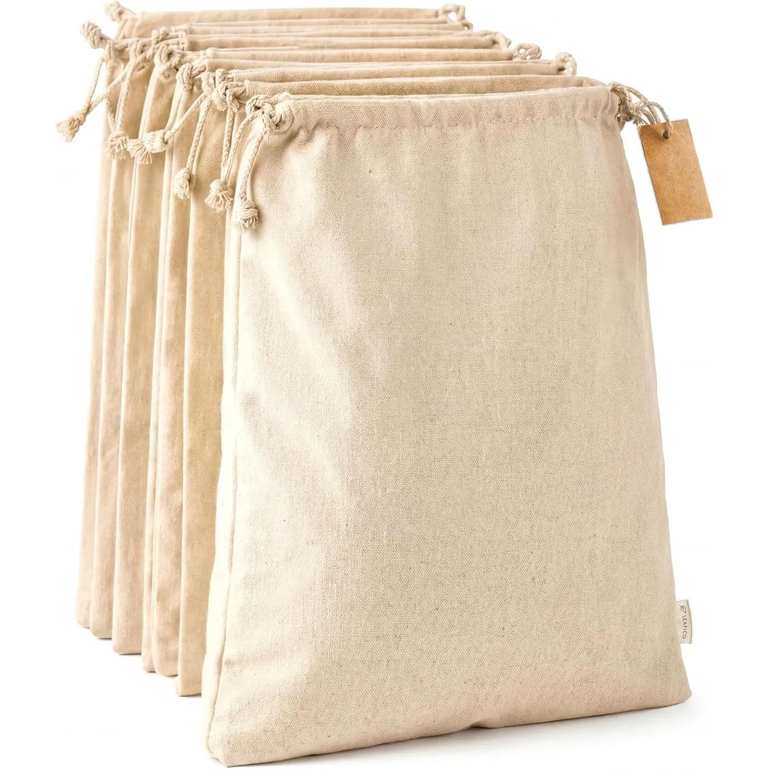 Cotton Storage Bags – X-Large 14x17 Inch (6-Pack) – Reusable Muslin Bags with Drawstrings – Biodegradable Canvas Fabric Sacks – Perfect for Bread, Bulk Produce, Potatoes, Onions, Shoes