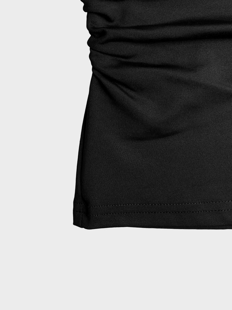 1 Piece  Valentine's Day Asymmetric Shoulder Ruched Crop Top | Euro-American Y2K Vibe | Cropped Design + Cold Shoulder Detail | Eye-Catching Pick for Weekend Shopping / Music Festivals