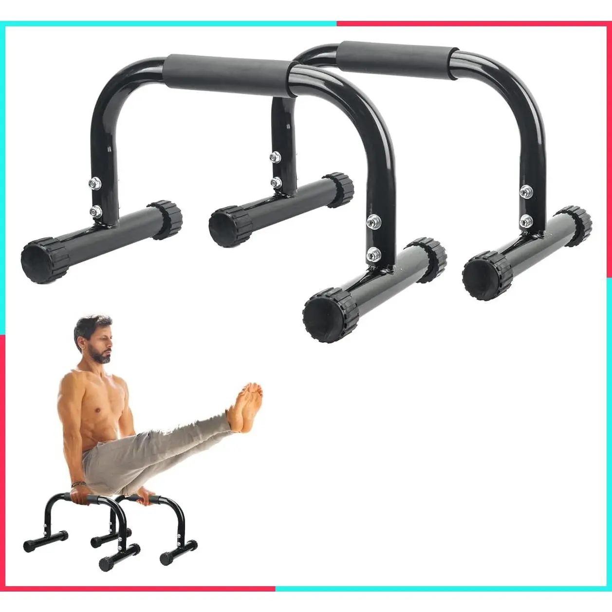 Parallettes Bars, Push Up Bars Strength Training for Handstands, Full Planche & Dips, Calisthenics Gymnastics, 16.6x10x10in Push Up Stands Handles for Floor Workouts, Calisthenics Equipment