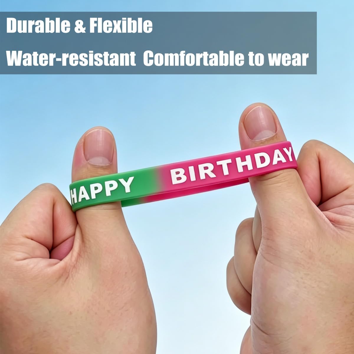 Happy Birthday Rubber Bracelets, 24 count  Wrist bands | Classroom Birthday, Colored, Party Favor Supplies, Stretch, Wristbands for , Student Gifts From Teacher, 8 Styles