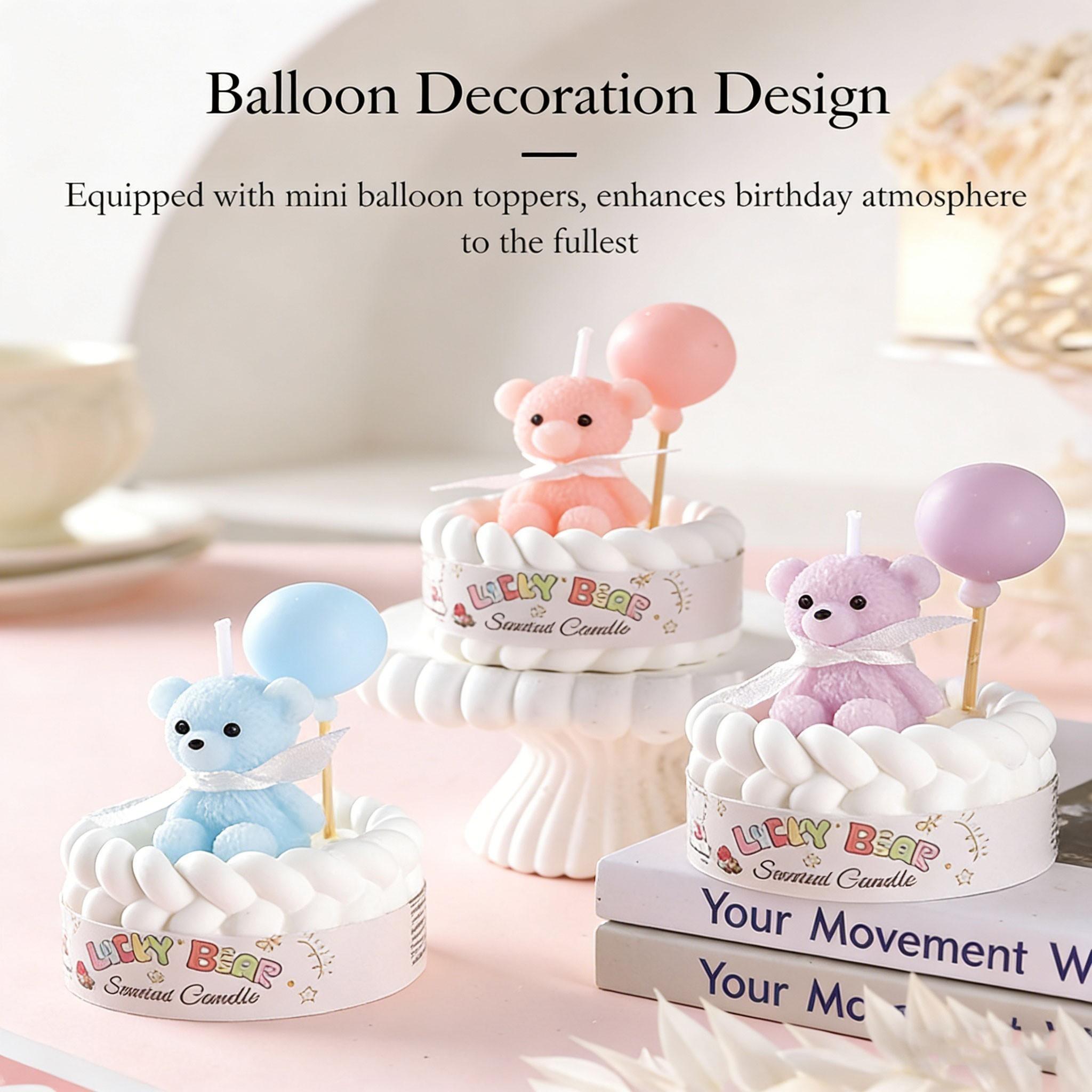 Cute Bear Scented Candle, Macaron Colors, Long-Lasting Gentle Fragrance, Cake Shape Decor, Perfect for Birthday Gifts, Party Decor, Home Aromatherapy