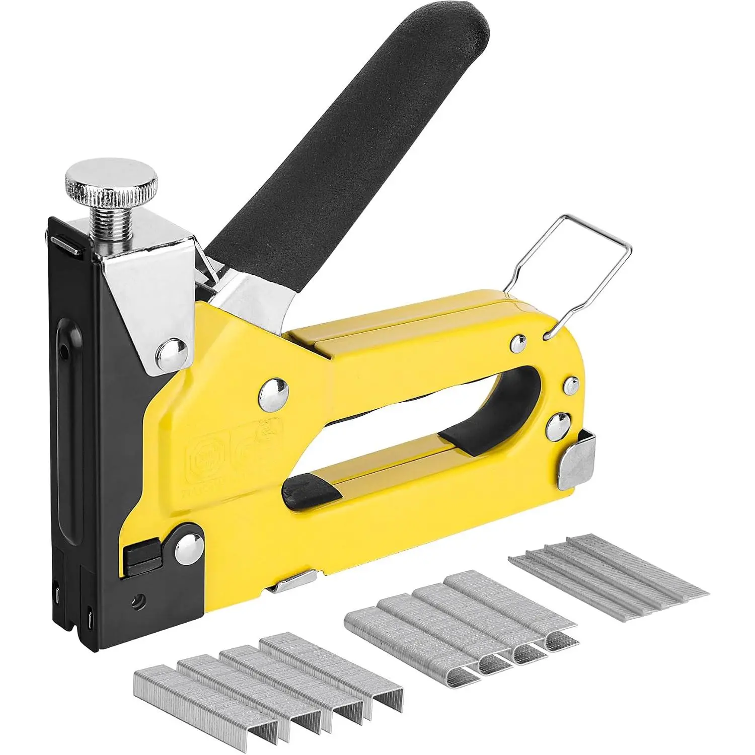 Upholstery Staple Gun for Wood, 3-in-1 Heavy Duty Fabric Stapler with 600 Staples, Adjustable Manual Staple Guns for Carpet, Crafts, Furniture