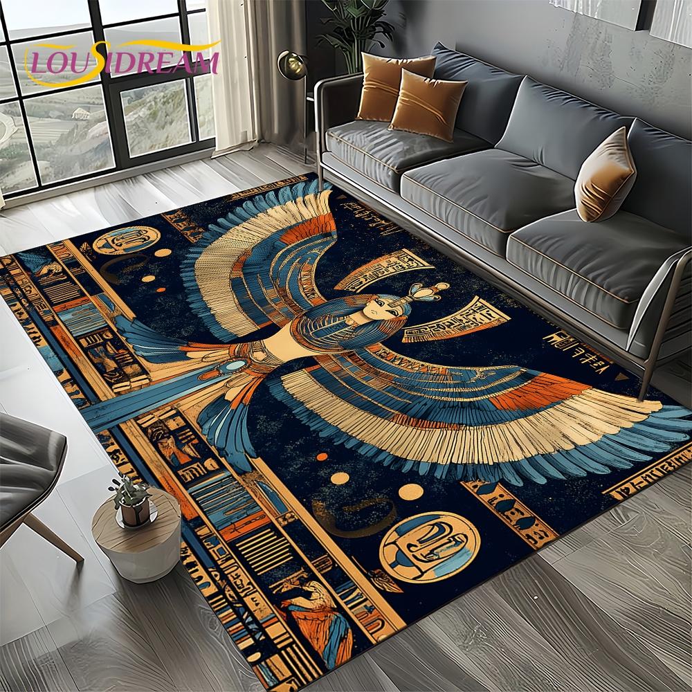 Vintage Ancient Egyptian Mural Pharaoh Hieroglyphs Flannel Area Rug - Retro Egyptian Art Print Soft Mat for Living Room, Non-Slip Historical Home Decor#EgyptianMuralRug #PharaohHieroglyphsMat #EgyptianArtDecor #HistoricalCarpet #NonSlipFlannelRug