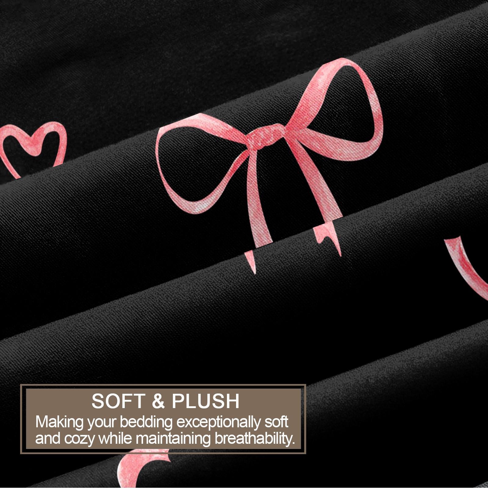 2/3 Pcs Coquette Pink Bow Print Duvet Cover Set, Cute Y2K Aesthetic Bedding Set, Vibrant Digital Print, Soft Microfiber with Zipper Closure, Ideal for Bedroom, Dorm, Girly Room Decor All Year Round - No Filling