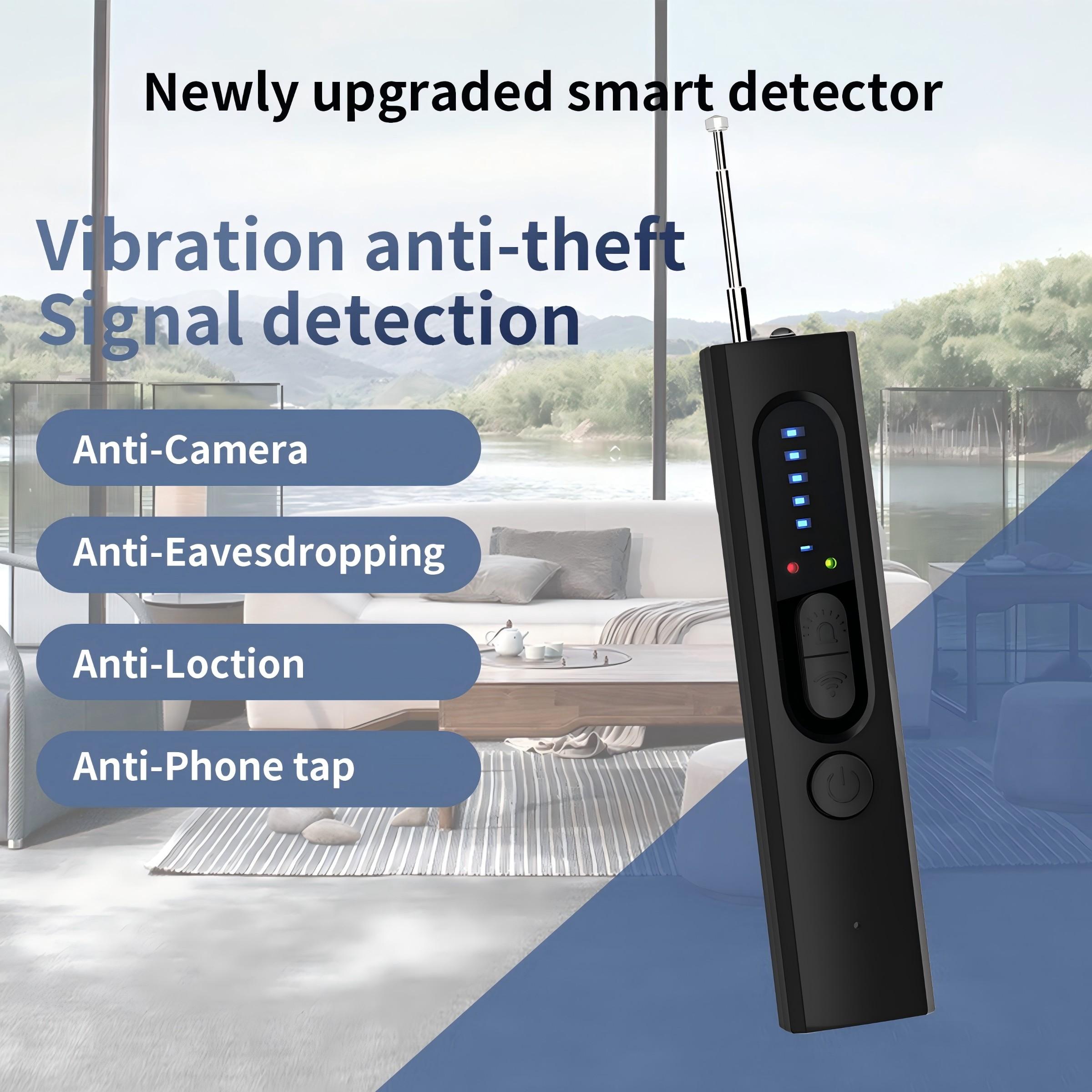 Mini Spy Detector, Signal Detection Camera, Long Battery Life Sound Alarm, Six Adjustable Levels, Infrared Light, Portable for Hotel Office Travel Car