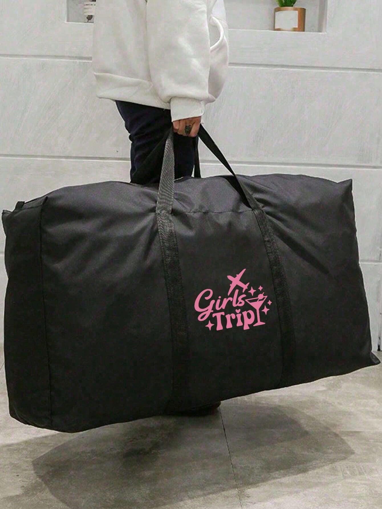 1 foldable travel bag, unisex storage bag, portable handbag, large capacity luggage bag, airplane pattern, multifunctional travel accessory, luggage bag, moving bag, Oxford cloth material, packing luggage bag