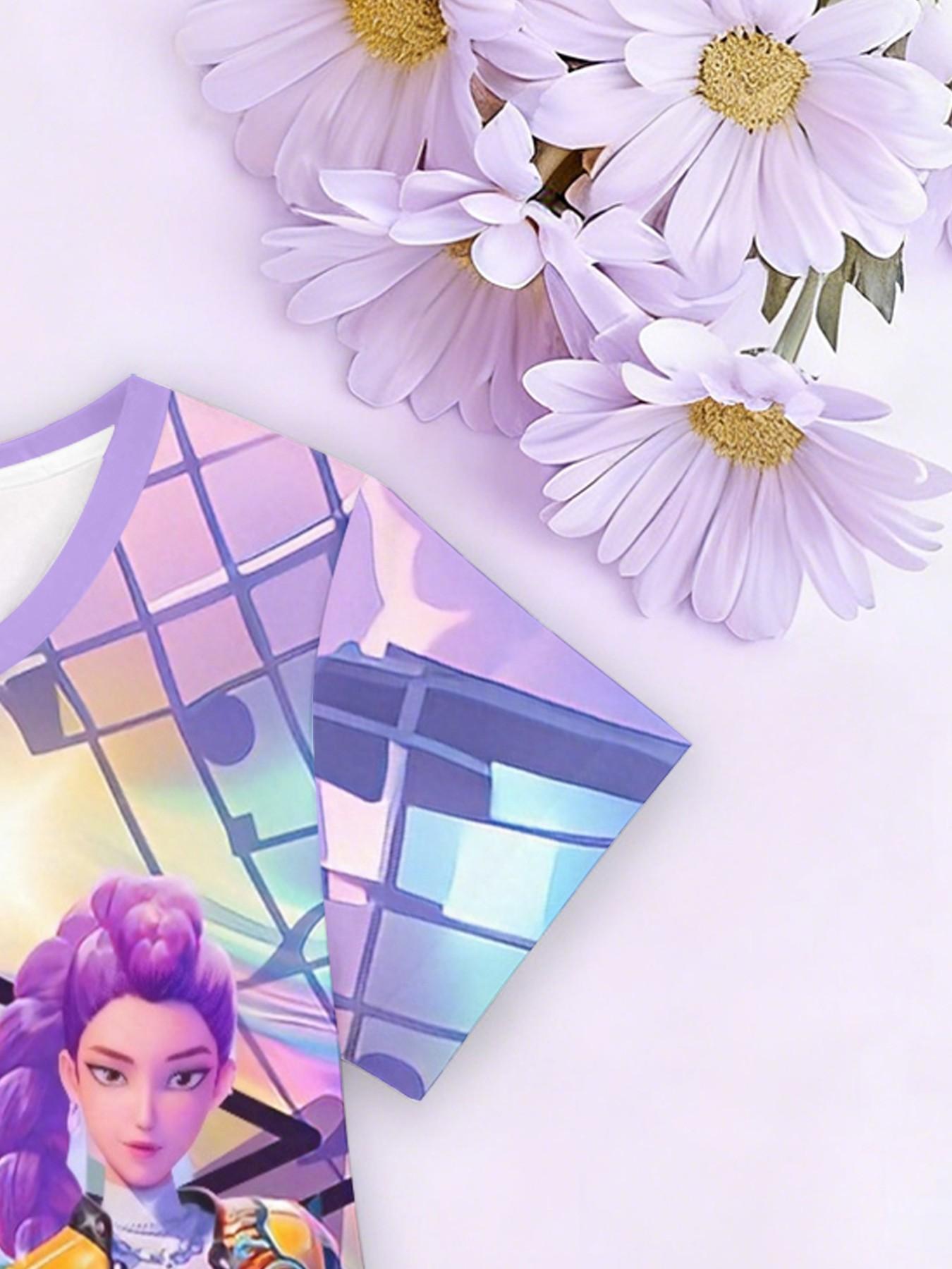 K-Pop Urban Theme Dress, Teenage Trendy All-Over Print Short Sleeve Dress, Fashion Outdoor Wear, Birthday Gift, Holiday Gift