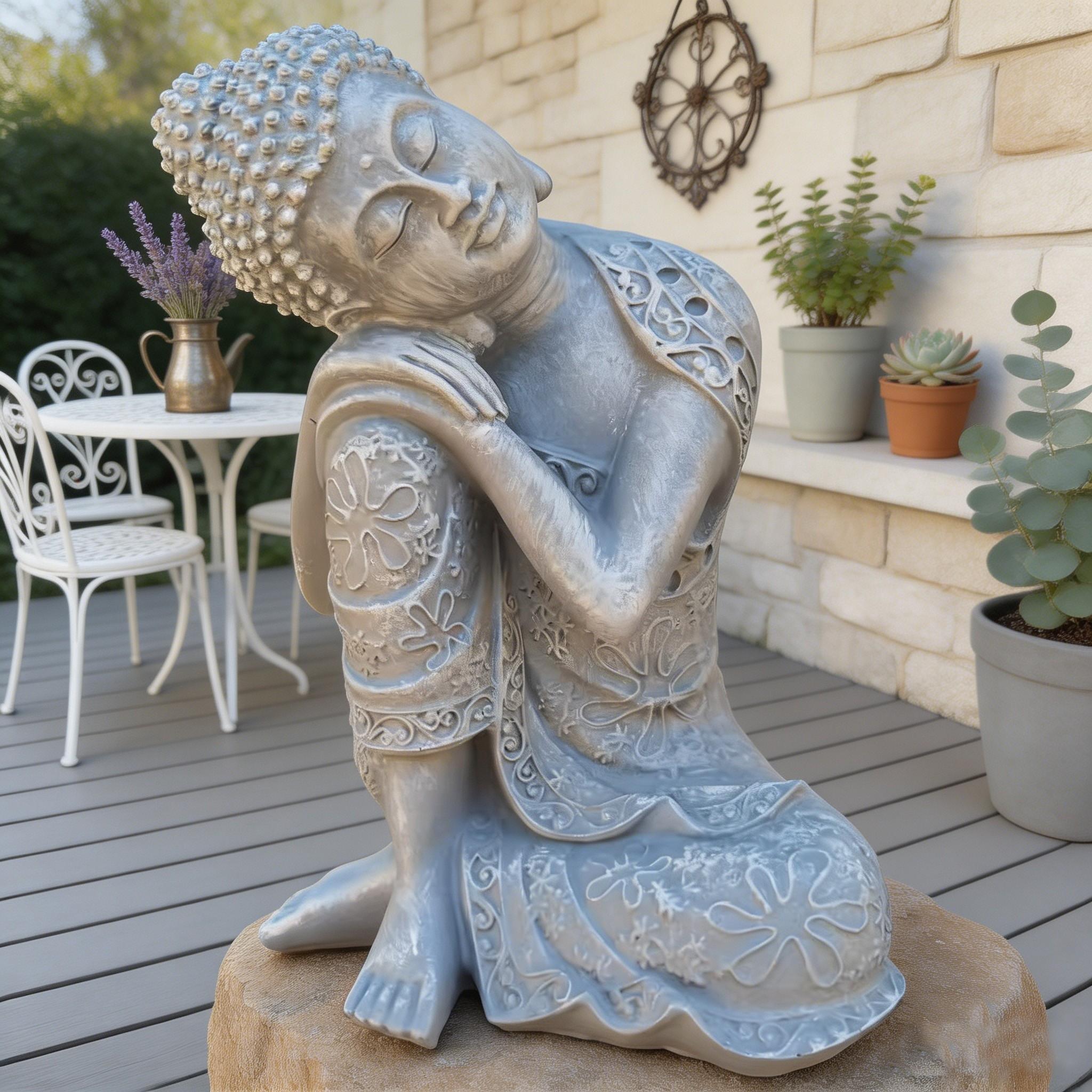 Resin Outdoor Sculpture for Home and Garden Decor, Handmade Buddha Statue, Feng Shui Ornament, Durable Resin Material, Gift Idea