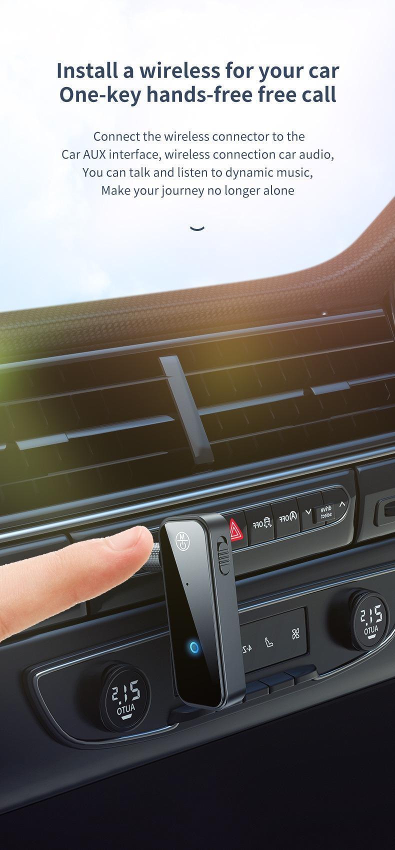 2026 New Car Bluetooth 5.3 Audio Receiver, Wireless FM Transmitter Adapter with AUX Input, Hands-Free Car Kit for Old Cars