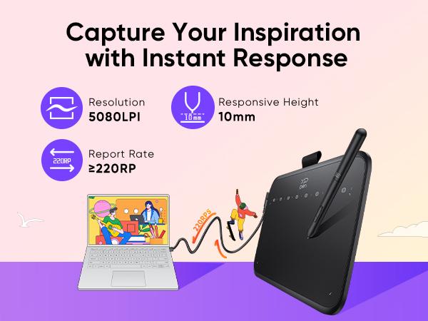 XPPen Deco 640 OSU Graphics Drawing Tablet 16384 Pressure Levels USB-C 60° Tilt Handy Writing Black 16K Precision 5080LPI Resolution