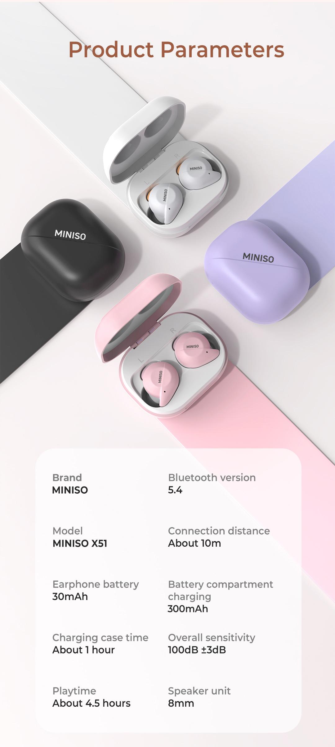 MINISO X51 True Wireless Bluetooth Earphone Noise Cancellation Mini Earbuds With Mic