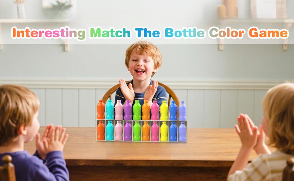 Color Matching & Sorting Game - Montessori Toy for Toddlers 3+. Fun Family Activity with Bottles & Lids to Learn Colors, Develop Fine Motor Skills & Cognitive Thinking