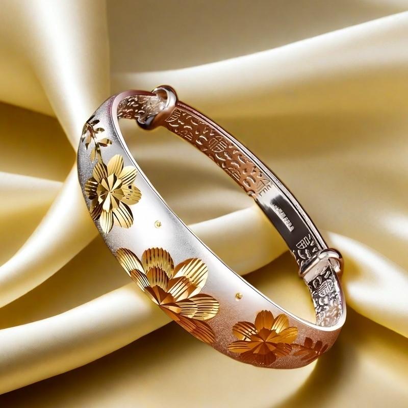 Full Silver s999 bracelet Sterling Silver bracelet Women's push-pull bracelet Mother's birthday gift adjustable size silver weight 26g /0.91 oz