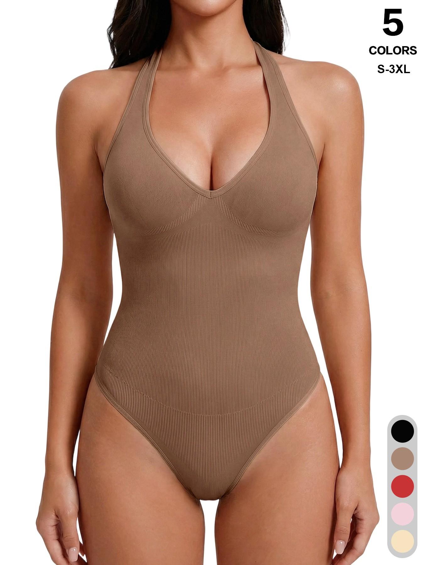Women's Sexy Chic Halter Seamless Bodysuit Underwear Going Out Backless Tank Top Sleeveless Thong Body Suits Summer Outfits