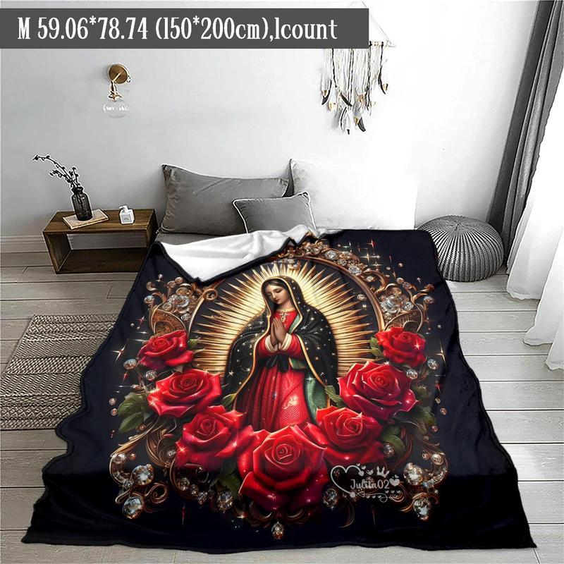 Virgin Mary Pattern Blanket, 1 Count Soft WarmThrow Blanket,Air-conditioned Room Blanket,Warm Nap Blanket for Home Office Travel