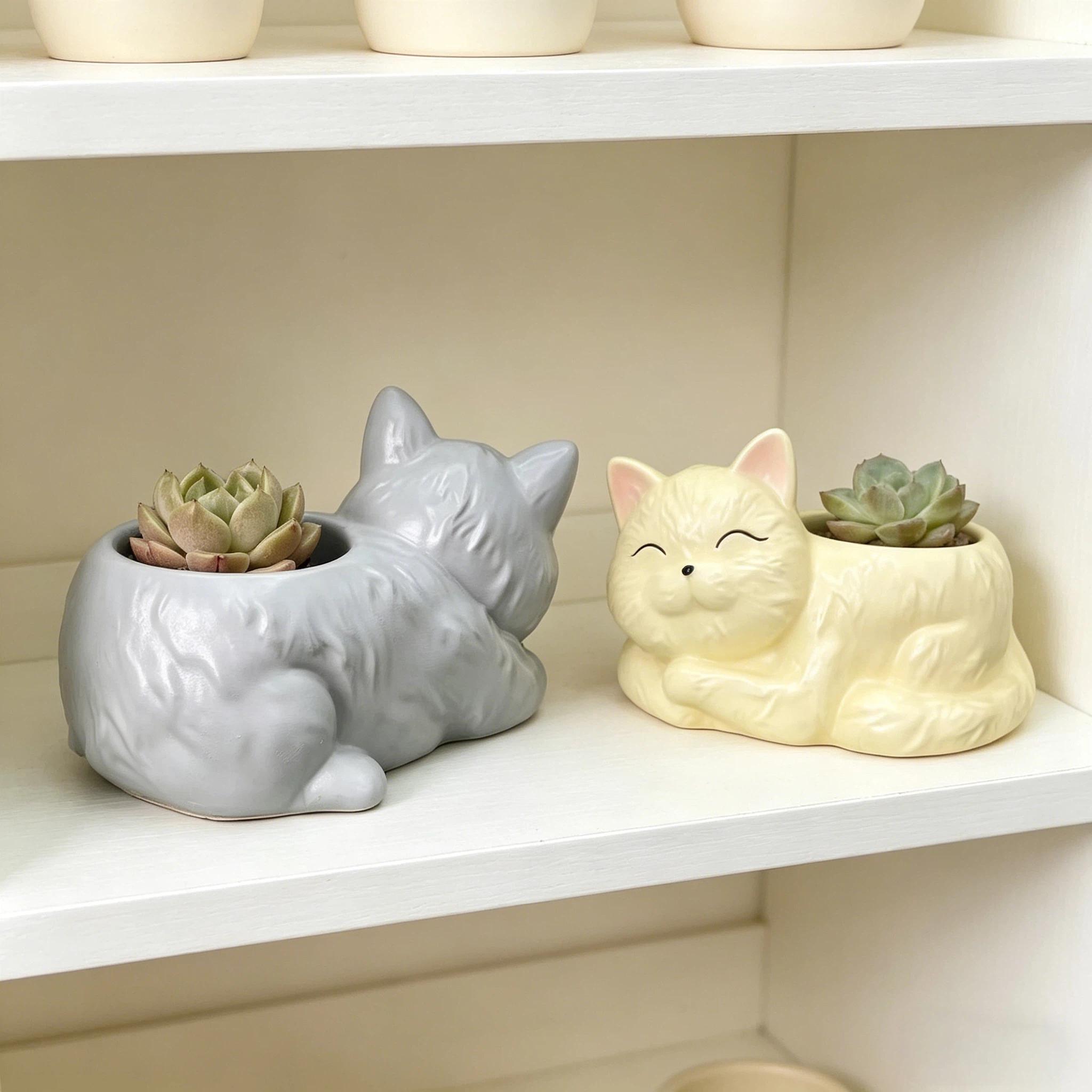 Simulation Cat Succulent Pot Decor, Style Minimalist Resin Material, Balcony Garden Decoration, Home Soft Furnishing Gift