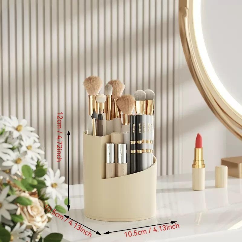 360° Spinning Toothbrush & Makeup Brush Organizer, Toothbrush Storage, Dustproof, Anti-Slip, Drainage Design, 3 Slots, Transparent Plastic, Bathroom Vanity Countertop