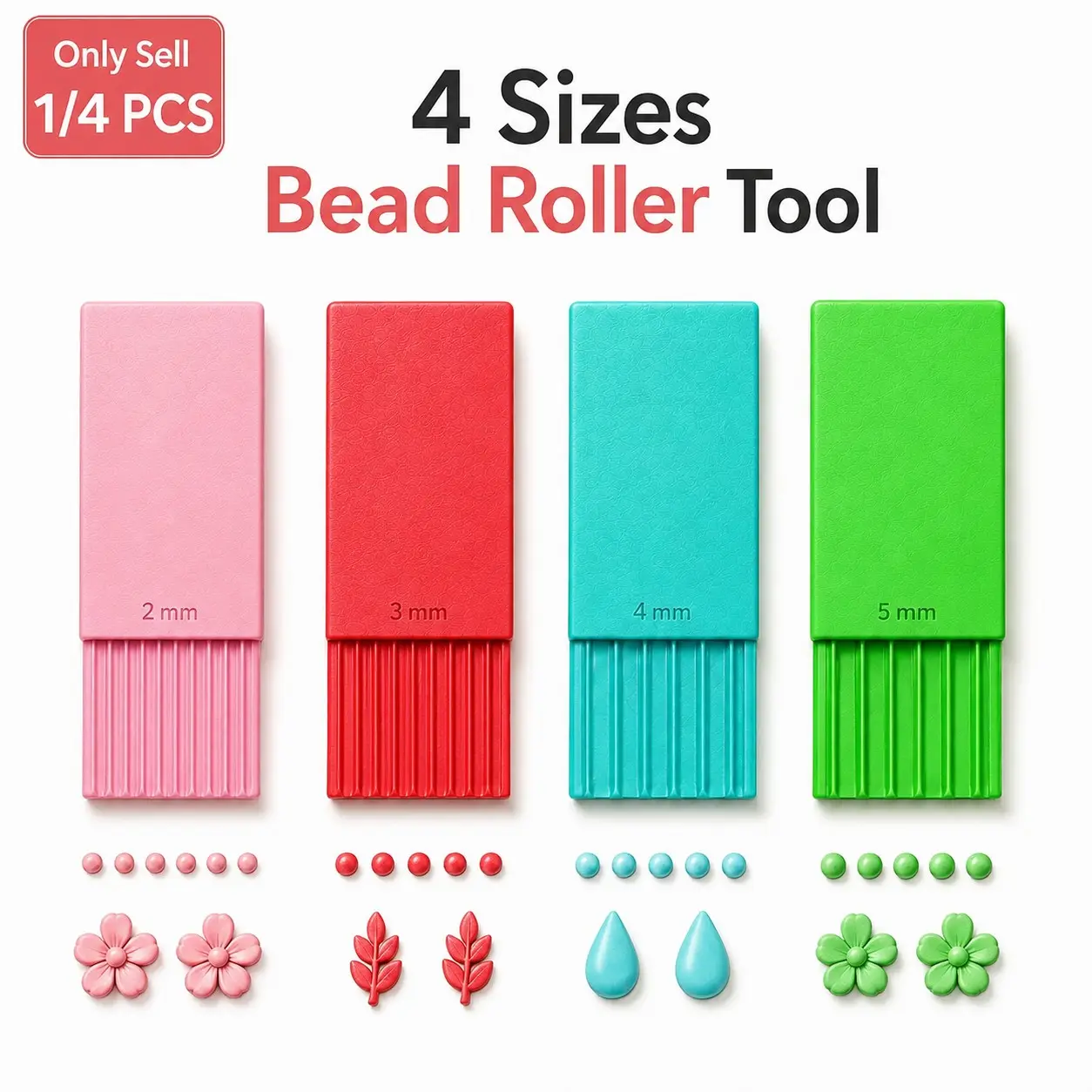 1/4pcs DIY Jewelry Bead Roller Tool, 2mm 3mm 4mm 5mm Groove Bead Roller and Sphere Shaper for Polymer Clay, Nail Art 3D Gel Flowers, Earrings, Jewelry Making and DIY Crafts