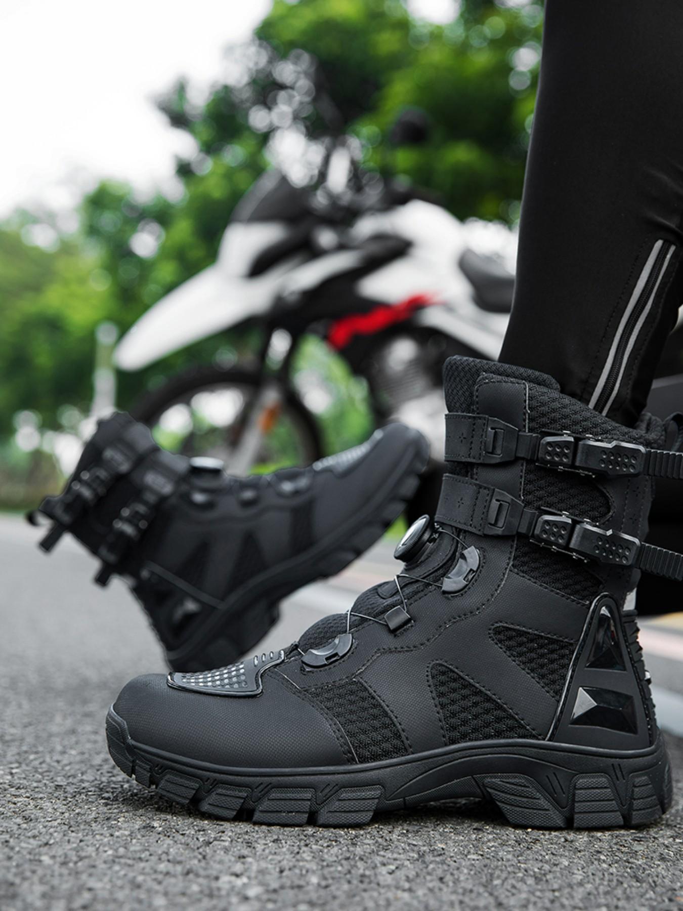 Men's Motorcycle Riding Shoes Waterproof Motocross Boots Anti-Slip Racing Shoes, Durable Motorbike Footwear for Safe Travel