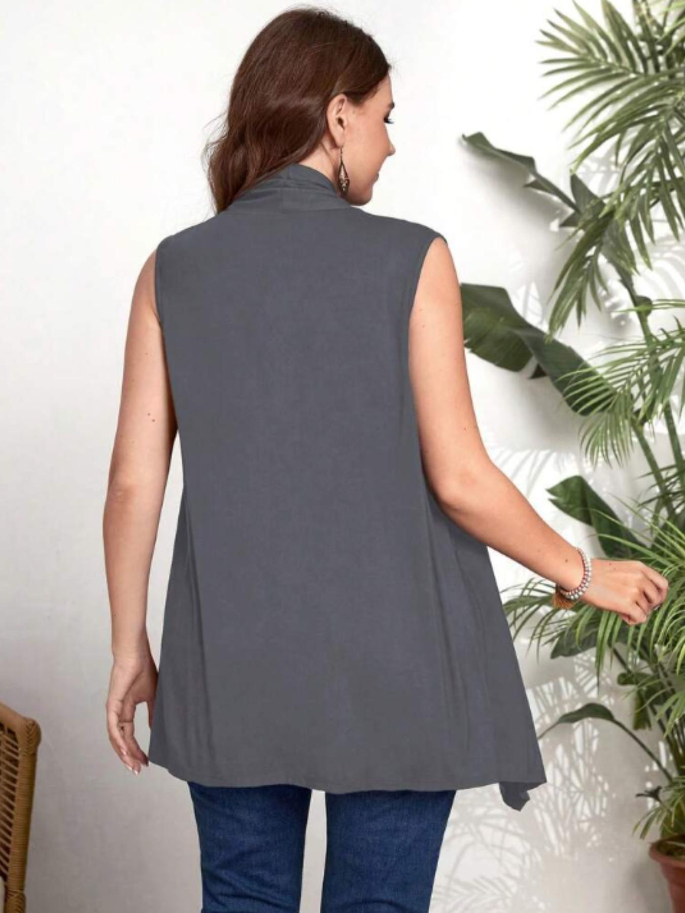 Ebay Bestselling Sleeveless Vest, Hot Selling Open Front Cardigan for Women, European and American Style, Plus Size Female Clothing