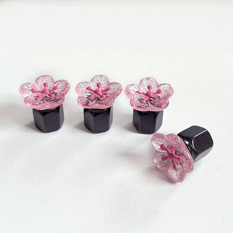 4pcs Universal Car Tire Valve Caps, Aluminum Alloy Flower Design, Creative Gift Idea, Durable Auto Decoration Accessories, Car Parts