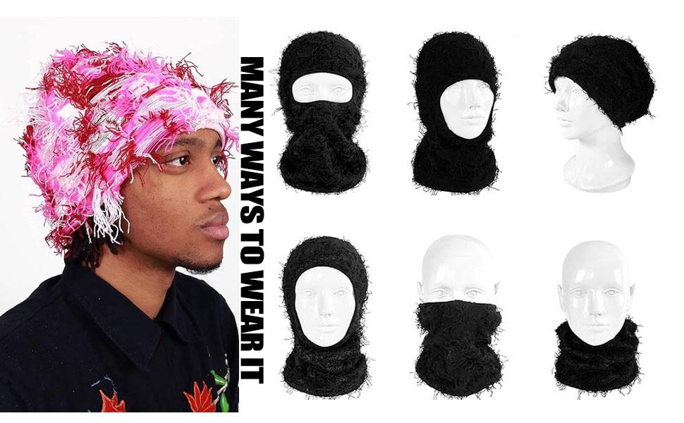 Winter Warm Solid Balaclava Mask - Windproof Full Face Knit Headgear for Skiing Hiking Outdoor Sports & Party Use Cozy Cold Weather Protection Solid Color Stylish Ski Mask with Unique Concave and Convex Design