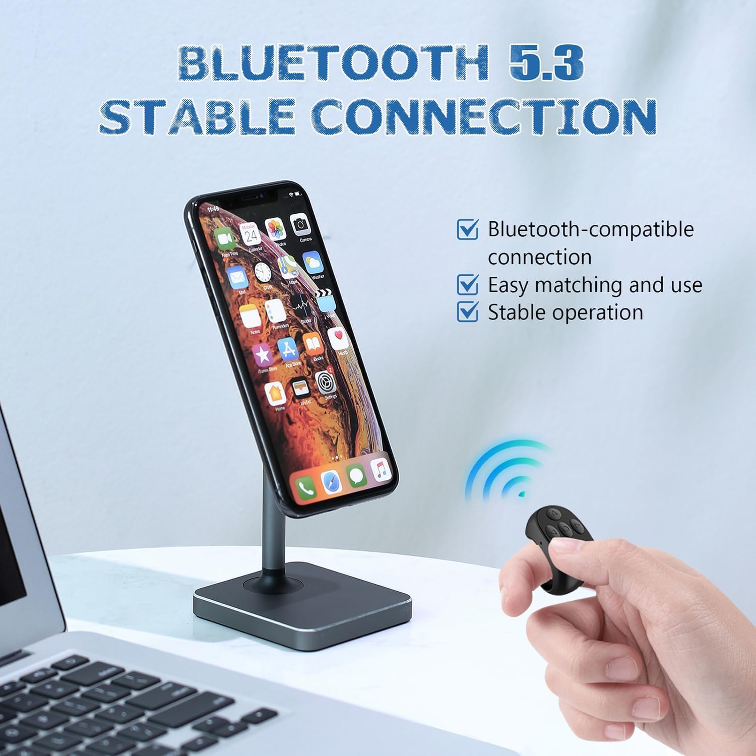 New Wireless Bluetooth-compatible Remote Control, Video Scroll Ring Controller, Rechargeable Camera Video Remote (), Battery Operated