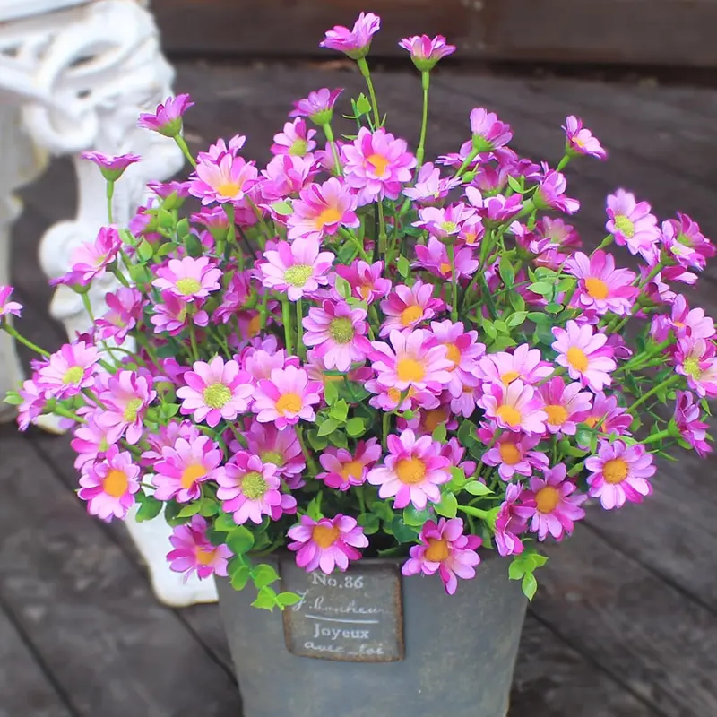 12 Bouquets Artificial Daisies, UV Resistant Plastic Faux Flowers, Decorative Fake Flowers for Indoor and Outdoor Use, Fake Floral Decor for Window Box, Garden Pots #GLOBAL PICKS