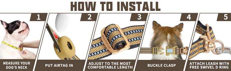 AUROTH Airtag Dog Holder Collar, Adjustable Air Tag Case Holder Dog Collar for Medium Large Dogs, Airtag Dog Collar Holder with Heavy Duty D Ring Tangle Free